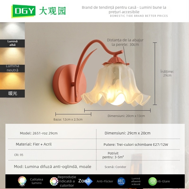 Lampa de birou cu design floral, stil modern minimalist, CRI ≥95, 5W, tensiune ≤36V, abajur din plastic, întrerupător cu buton