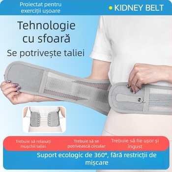 Protecție talie cu șnur îngust și sistem cu role bidirecționale, curea de corecție reglabilă pentru susținerea taliei și controlul abdomenului (poliestru, adult, badminton)