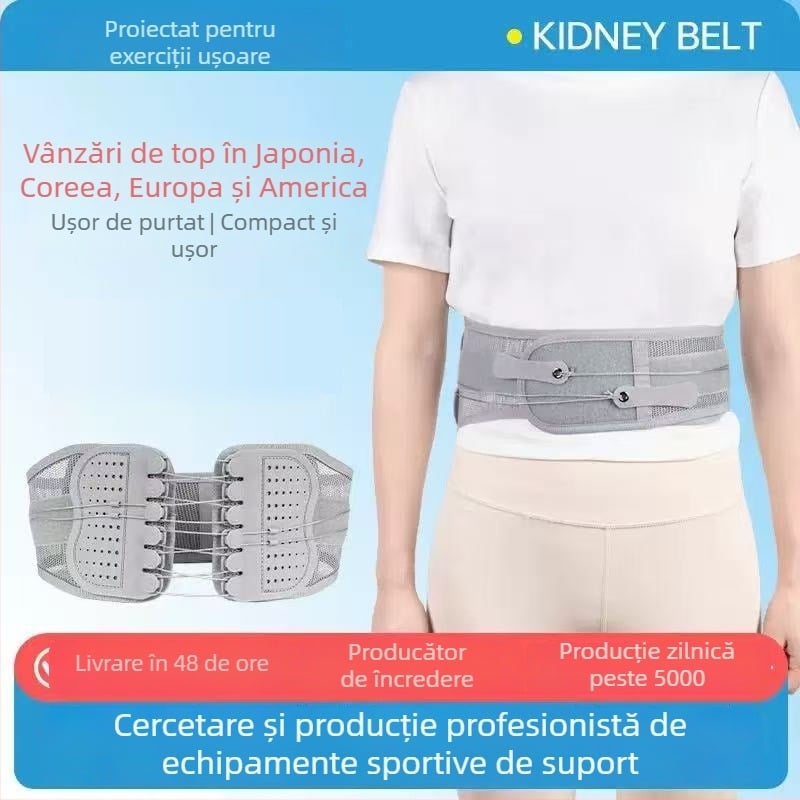 Protecție talie cu șnur îngust și sistem cu role bidirecționale, curea de corecție reglabilă pentru susținerea taliei și controlul abdomenului (poliestru, adult, badminton)