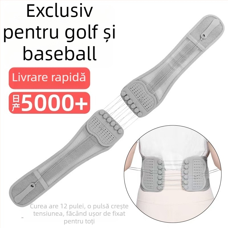 Protecție talie cu șnur îngust și sistem cu role bidirecționale, curea de corecție reglabilă pentru susținerea taliei și controlul abdomenului (poliestru, adult, badminton)