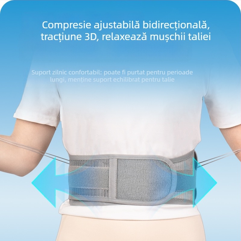 Protecție talie cu șnur îngust și sistem cu role bidirecționale, curea de corecție reglabilă pentru susținerea taliei și controlul abdomenului (poliestru, adult, badminton)