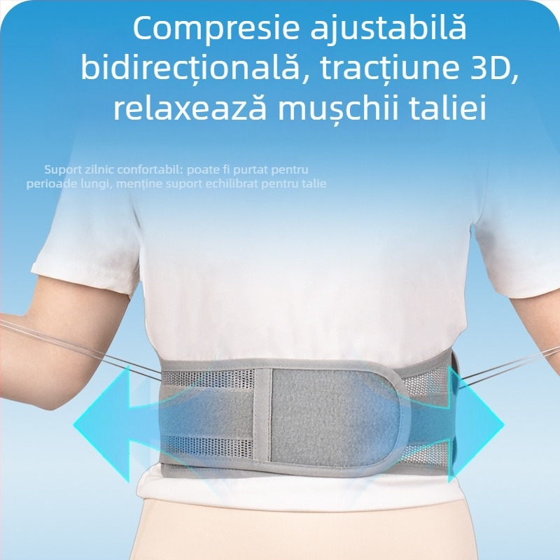 Protecție talie cu șnur îngust și sistem cu role bidirecționale, curea de corecție reglabilă pentru susținerea taliei și controlul abdomenului (poliestru, adult, badminton)