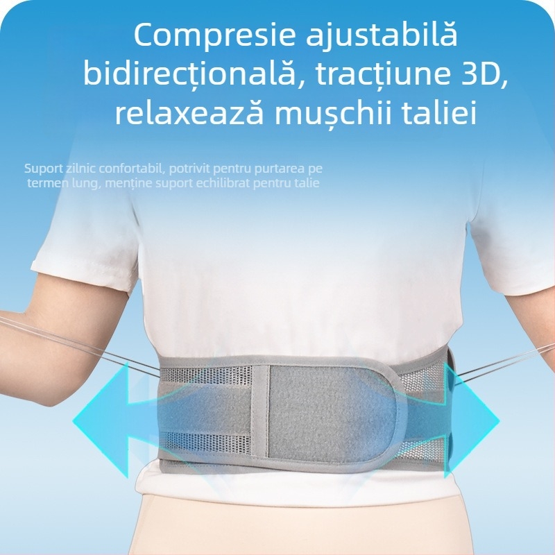 Protecție talie cu șnur îngust și sistem cu role bidirecționale, curea de corecție reglabilă pentru susținerea taliei și controlul abdomenului (poliestru, adult, badminton)