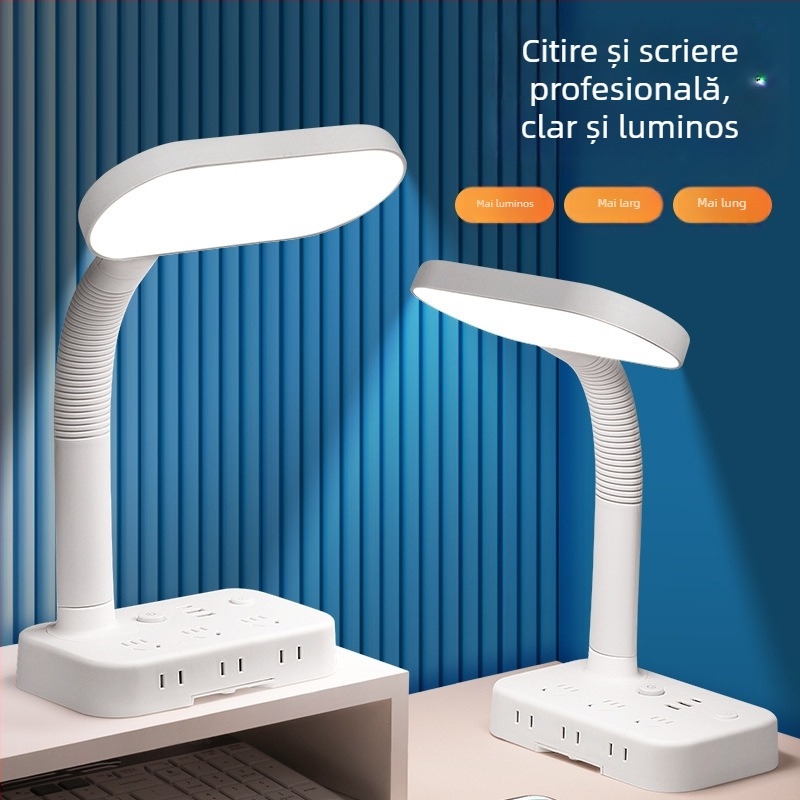Hongting Lampă de birou pentru studenți cu protecție oculară, anti-lumină albastră, reglabilă, alimentare USB, control de la distanță