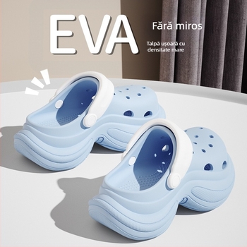 Red Crane pantofi damă EVA Mary Jane cu toc înalt, talpă de 5 cm, turnare prin injecție, stil Crocs pentru plajă și purtare zilnică, creștere în înălime