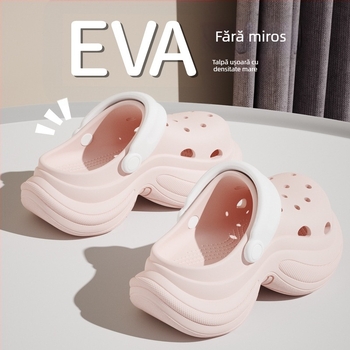 Red Crane pantofi damă EVA Mary Jane cu toc înalt, talpă de 5 cm, turnare prin injecție, stil Crocs pentru plajă și purtare zilnică, creștere în înălime