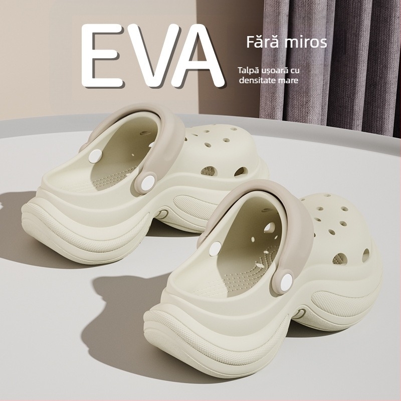 Red Crane pantofi damă EVA Mary Jane cu toc înalt, talpă de 5 cm, turnare prin injecție, stil Crocs pentru plajă și purtare zilnică, creștere în înălime