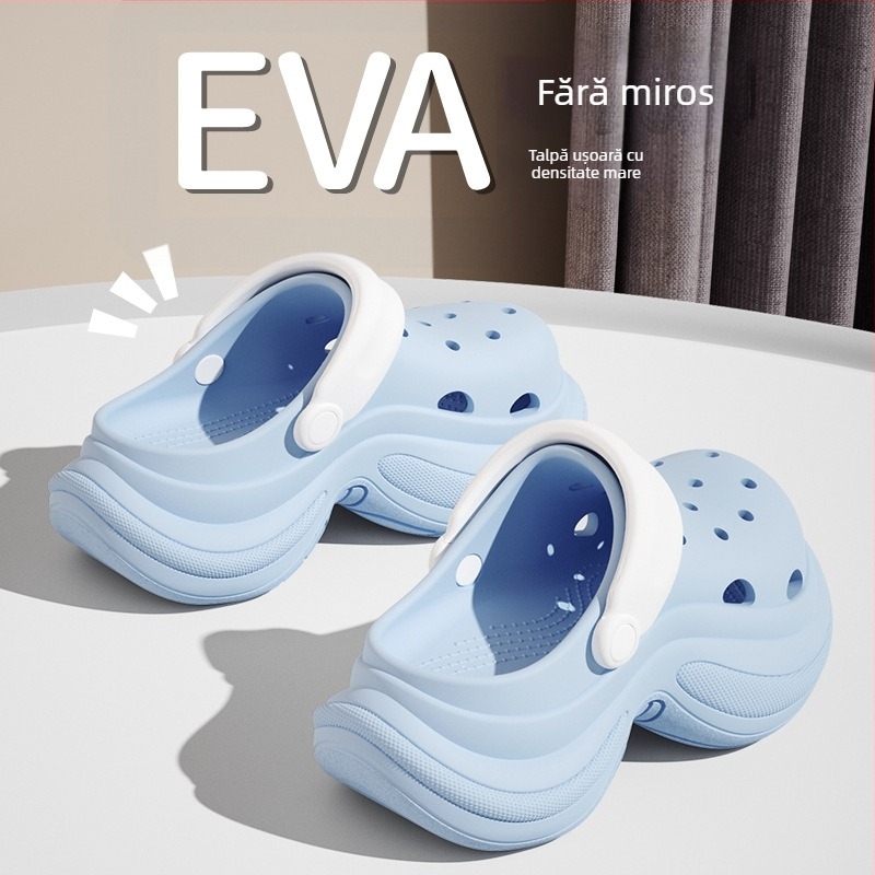 Red Crane pantofi damă EVA Mary Jane cu toc înalt, talpă de 5 cm, turnare prin injecție, stil Crocs pentru plajă și purtare zilnică, creștere în înălime