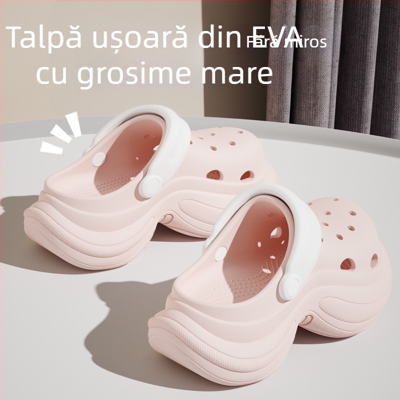 Red Crane pantofi damă EVA Mary Jane cu toc înalt, talpă de 5 cm, turnare prin injecție, stil Crocs pentru plajă și purtare zilnică, creștere în înălime