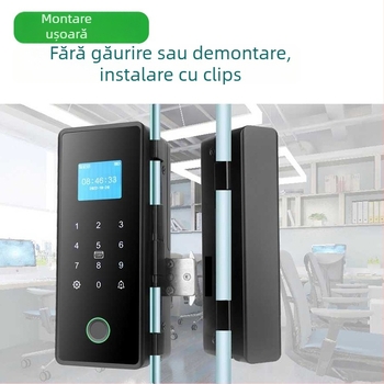 SWR-Z200 Lacăt inteligent pentru uși din sticlă, cu senzor de amprentă pentru 100 de amprente, ecran mare, parolă și control de la distanță prin telefon, compatibil cu uși din sticlă și lemn