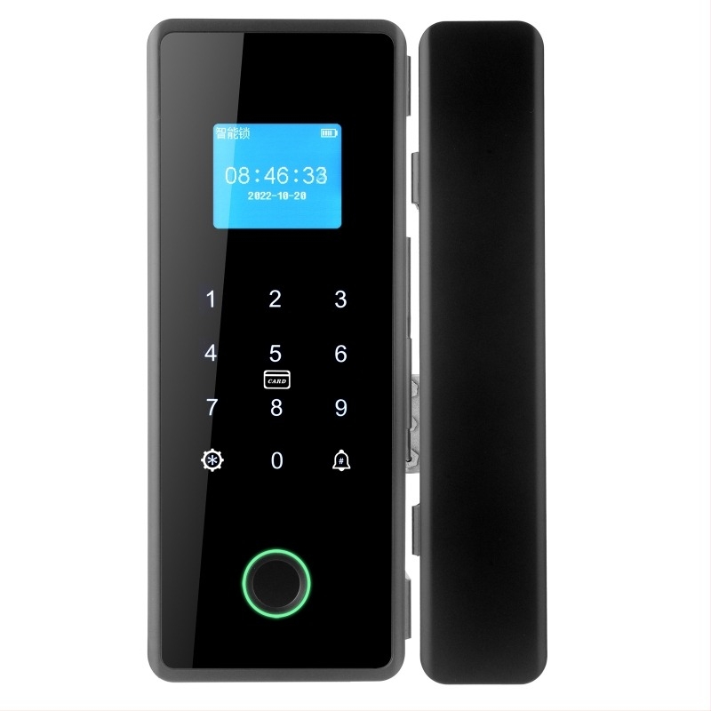 SWR-Z200 Lacăt inteligent pentru uși din sticlă, cu senzor de amprentă pentru 100 de amprente, ecran mare, parolă și control de la distanță prin telefon, compatibil cu uși din sticlă și lemn