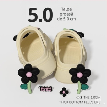 Sandale Mary Jane cu perforații pentru femei, talpă groasă 2–3 cm, partea superioară din PVC, stil casual de vară