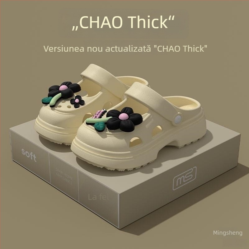 Sandale Mary Jane cu perforații pentru femei, talpă groasă 2–3 cm, partea superioară din PVC, stil casual de vară