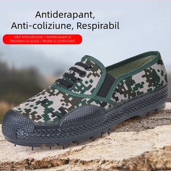 Pantofi de antrenament, partea superioară din plasă respirabilă, talpă din cauciuc vulcanizat, fără șireturi, profil redus pentru bărbați