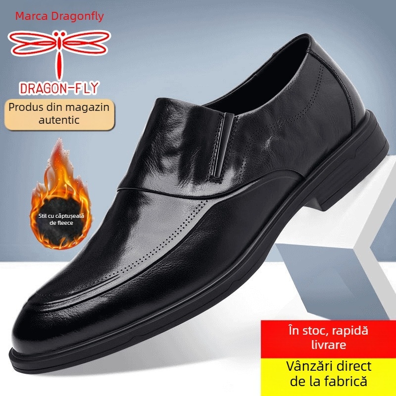 Pantofi bărbați cu vârf ascuțit, din velur de vacă, talpă vulcanizată, branț din lână, căptușeală din piele de cerb, stil retro