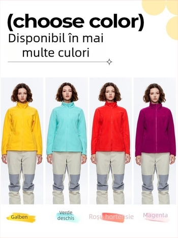 Cardigan unisex din polar fleece, cu căptușeală interioară din fleece, strat cald de iarnă pentru schi, ciclism și drumeții
