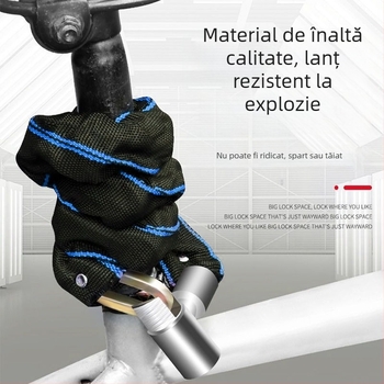 Lanț anti-furt pentru biciclete – lanț portabil, gros și prelungit, potrivit pentru biciclete electrice și de munte