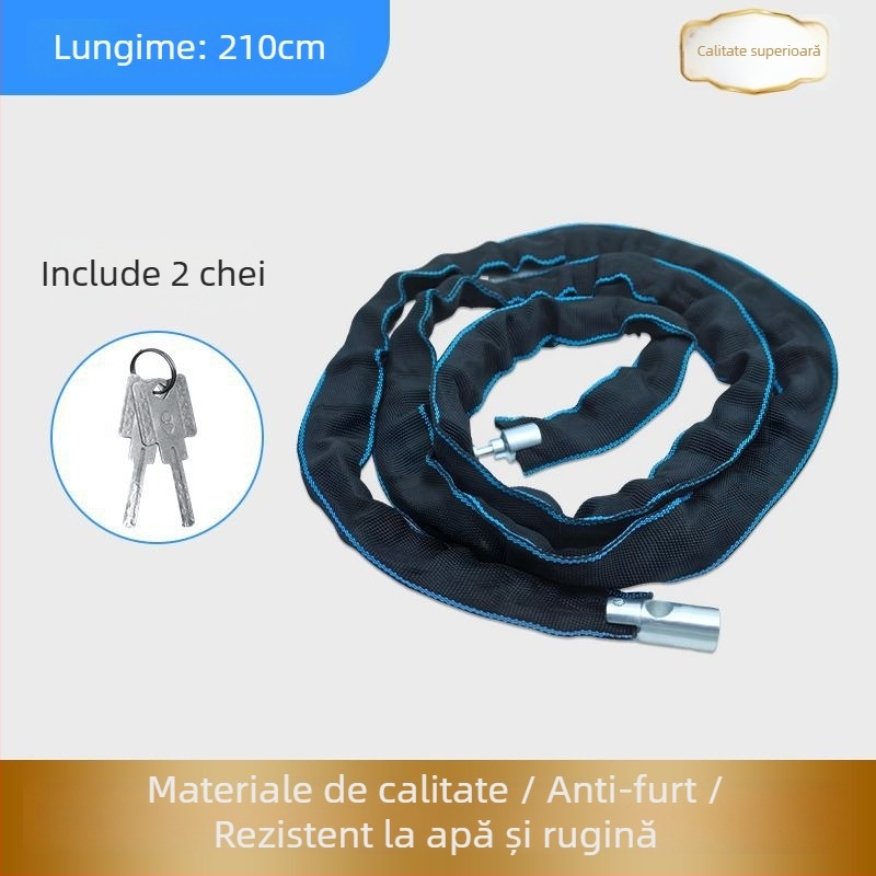 Lanț anti-furt pentru biciclete – lanț portabil, gros și prelungit, potrivit pentru biciclete electrice și de munte
