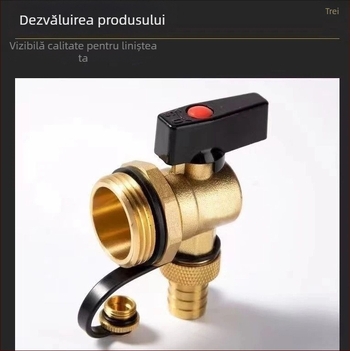 Valvă de drenaj pentru distribuția încălzirii prin podea, flux mare, cupru, conectare filetata, temperatură de funcționare 0–100 °C, apă