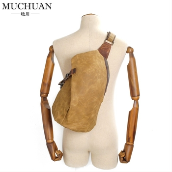 Geantă pentru piept la bărbați, canvas impermeabil, stil stradal (Brand Muchuan; Cod Al82040k)