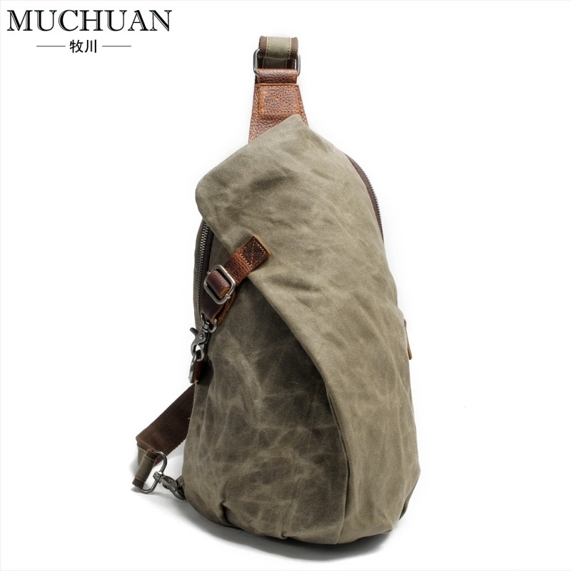 Geantă pentru piept la bărbați, canvas impermeabil, stil stradal (Brand Muchuan; Cod Al82040k)