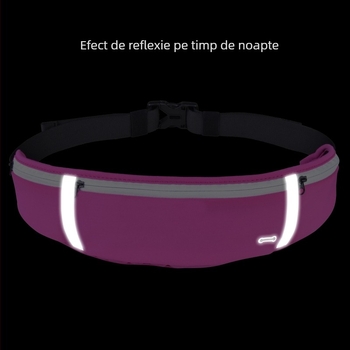 Geantă talie sport din Nylon Lycra, fermoar, unisex, stil coreean cu buzunare multiple, model YBFF-20007-3, dimensiuni 400×100 mm