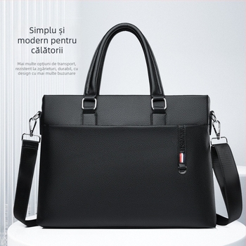 Geantă de afaceri, stil urban minimalist, material PU, căptușeală din canvas, ideală pentru călătoriile de afaceri