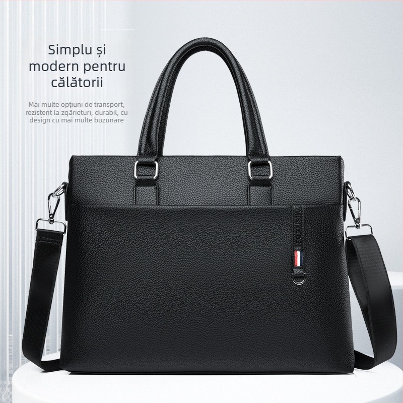 Geantă de afaceri, stil urban minimalist, material PU, căptușeală din canvas, ideală pentru călătoriile de afaceri