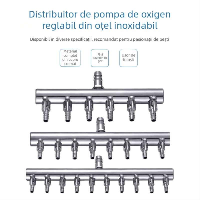 Valve din oțel inoxidabil pentru acvariu, divizor de oxigen cu întrerupător independent, regulator pentru conducta de oxigen, greutate 48–279 g