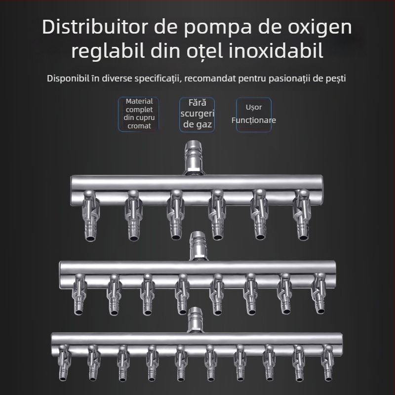 Valve din oțel inoxidabil pentru acvariu, divizor de oxigen cu întrerupător independent, regulator pentru conducta de oxigen, greutate 48–279 g