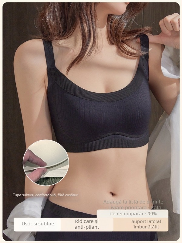  Sutien Push-Up, model cu formare laterală, fără sârmă, nailon, cupă 1/2, cupă turnată subțire, închidere spate cu trei rânduri de agrafe