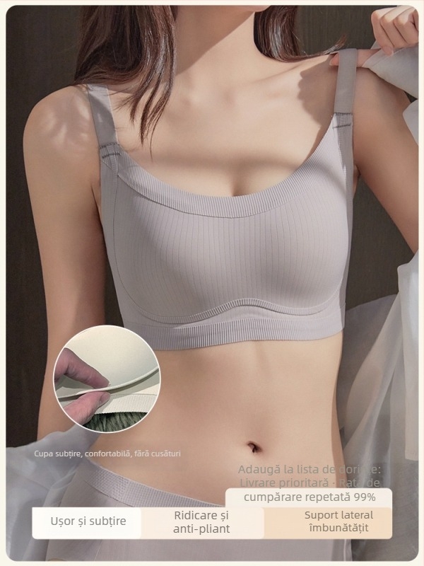  Sutien Push-Up, model cu formare laterală, fără sârmă, nailon, cupă 1/2, cupă turnată subțire, închidere spate cu trei rânduri de agrafe