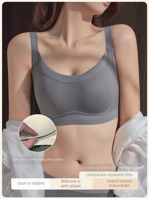  Sutien Push-Up, model cu formare laterală, fără sârmă, nailon, cupă 1/2, cupă turnată subțire, închidere spate cu trei rânduri de agrafe