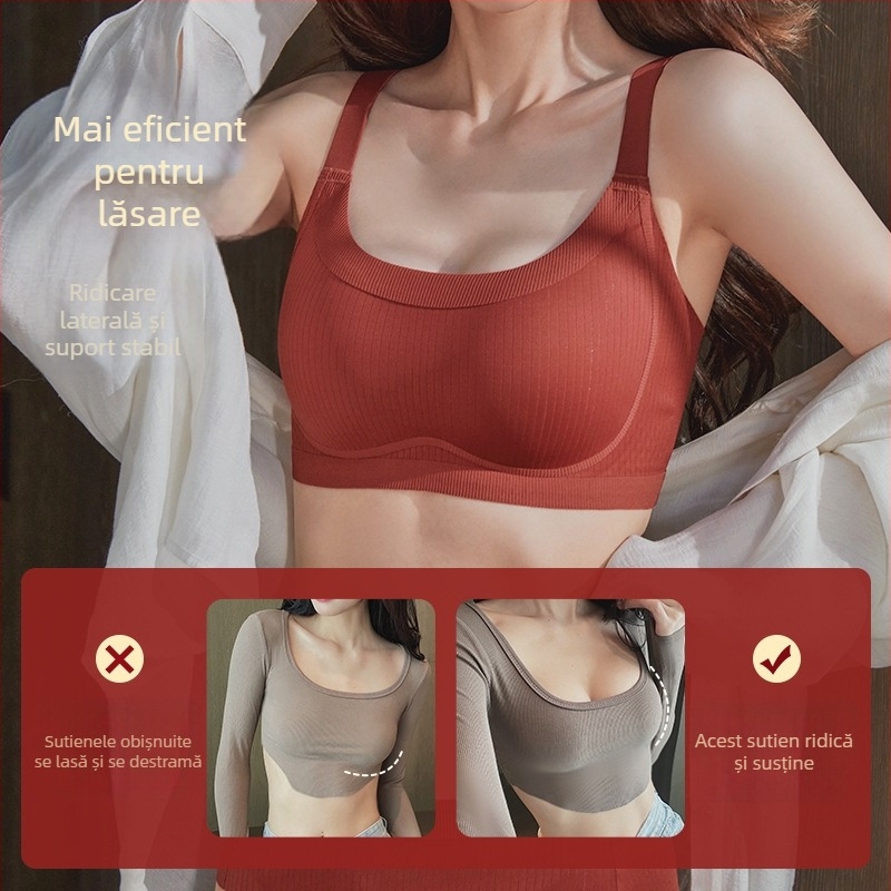  Sutien Push-Up, model cu formare laterală, fără sârmă, nailon, cupă 1/2, cupă turnată subțire, închidere spate cu trei rânduri de agrafe