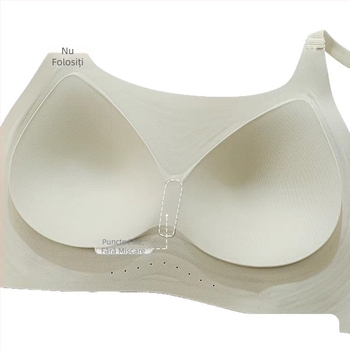 Sutien fără cusături, cupă subțire modelată, fără oțel, bretele duble fixe, închidere în spate cu trei rânduri de cârlige