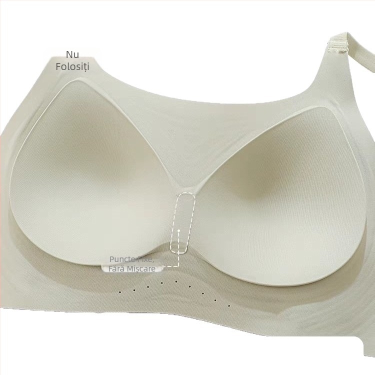 Sutien fără cusături, cupă subțire modelată, fără oțel, bretele duble fixe, închidere în spate cu trei rânduri de cârlige