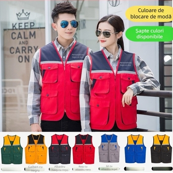 Vesta pentru voluntari cu logo personalizat – croială slim, 100% poliester, fermoar frontal, design în nuanțe asortate, potrivit pentru patru anotimpuri