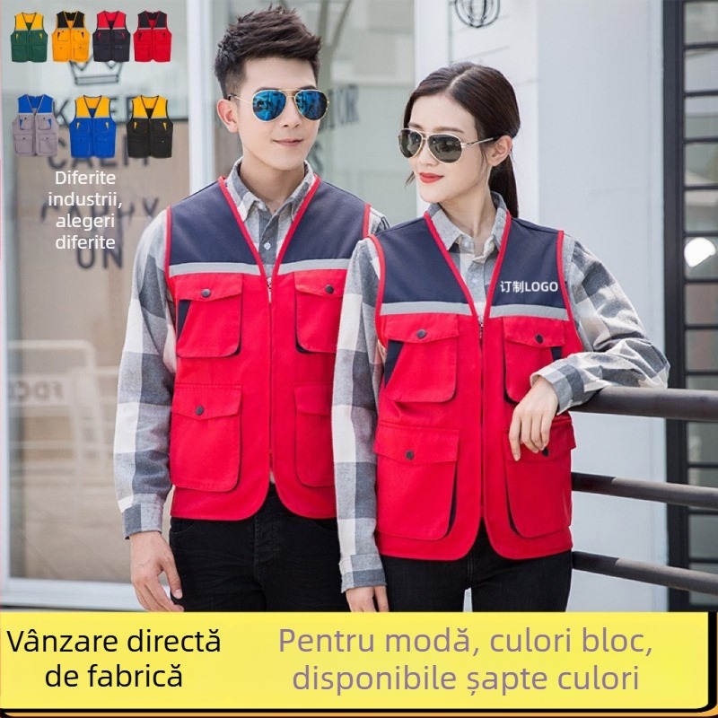 Vesta pentru voluntari cu logo personalizat – croială slim, 100% poliester, fermoar frontal, design în nuanțe asortate, potrivit pentru patru anotimpuri