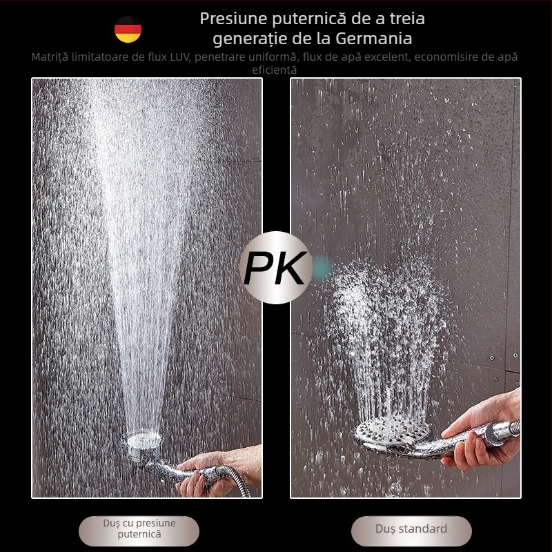 Set duș cu cap de duș portabil, funcție ploaie, HS2018, ABS, 0–90°C, 1 MPa