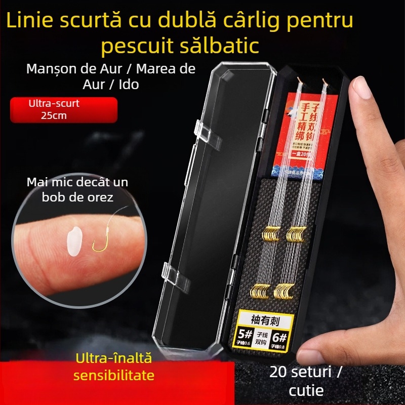 Cârlig de pescuit cu design sleeve (Jinhaixi/Izu), dublu, pentru pescuit în râu, ambalare 100 buc