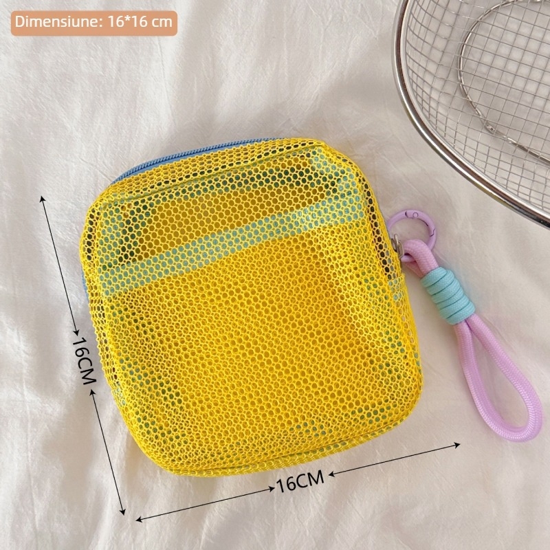 Geantă de cosmetică din plasă, respirabilă, ultraușoară, rezistentă, din poliester, 32 g, unisex, Tengyi Premium