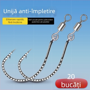 Cârlig de pescuit cu 8003 întărit, inel în formă de 8, cârlig inversat și momeală moale, pentru biban și pește mandarín