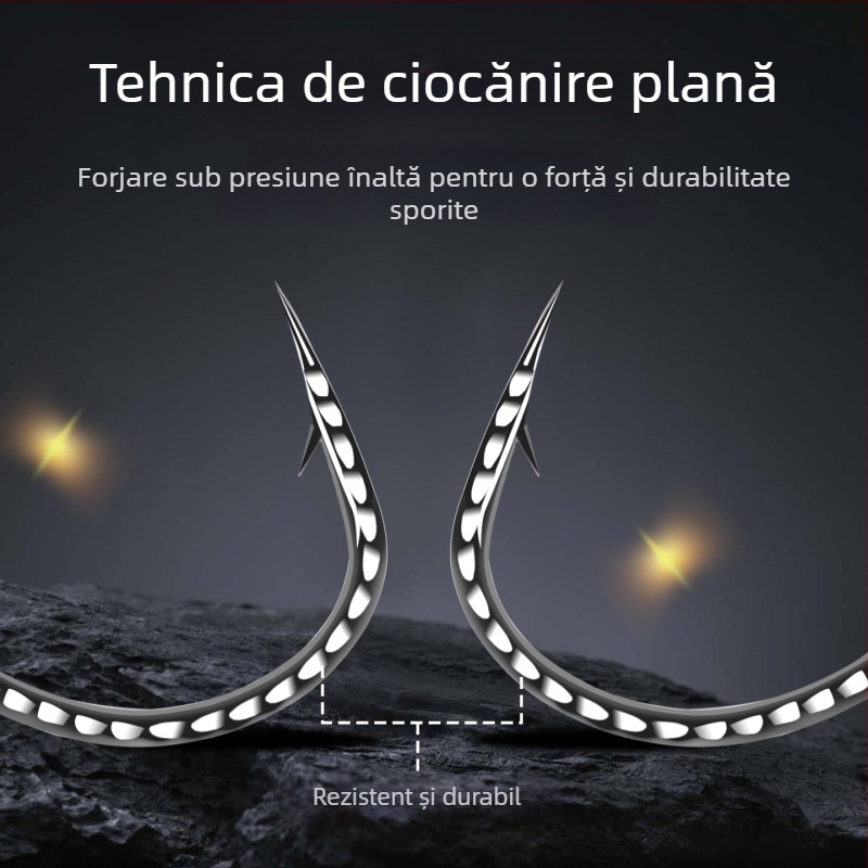 Cârlig de pescuit cu 8003 întărit, inel în formă de 8, cârlig inversat și momeală moale, pentru biban și pește mandarín