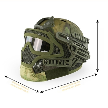 Cască de ciclism cu vizor integrat – design tactic, protecție facială completă, ABS plastic, adult bărbat, camuflaj/solid