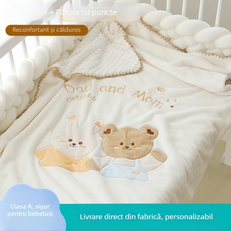 Pătură din flanelă pentru bebeluși și copii 1–3 ani, pentru toate sezoanele, stil desen animat, 100–200 g