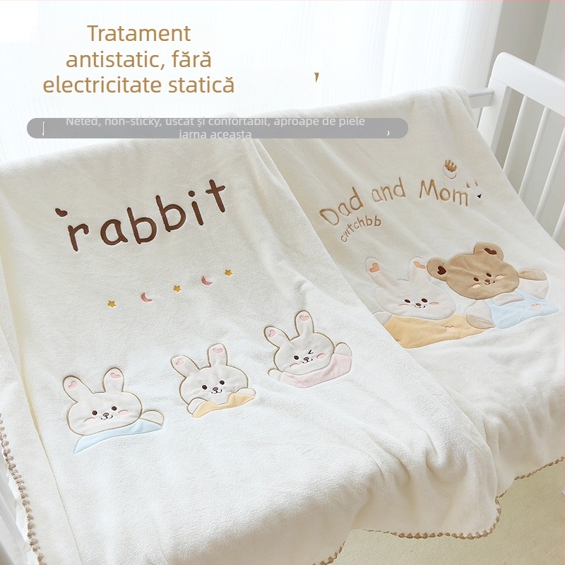 Pătură din flanelă pentru bebeluși și copii 1–3 ani, pentru toate sezoanele, stil desen animat, 100–200 g
