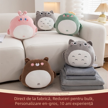 Perna auto cu plapumă, dual-use, trei în unu; material exterior: Spandex; umplutură: PP bumbac; imprimeu: animale drăguțe; stil: desene animate