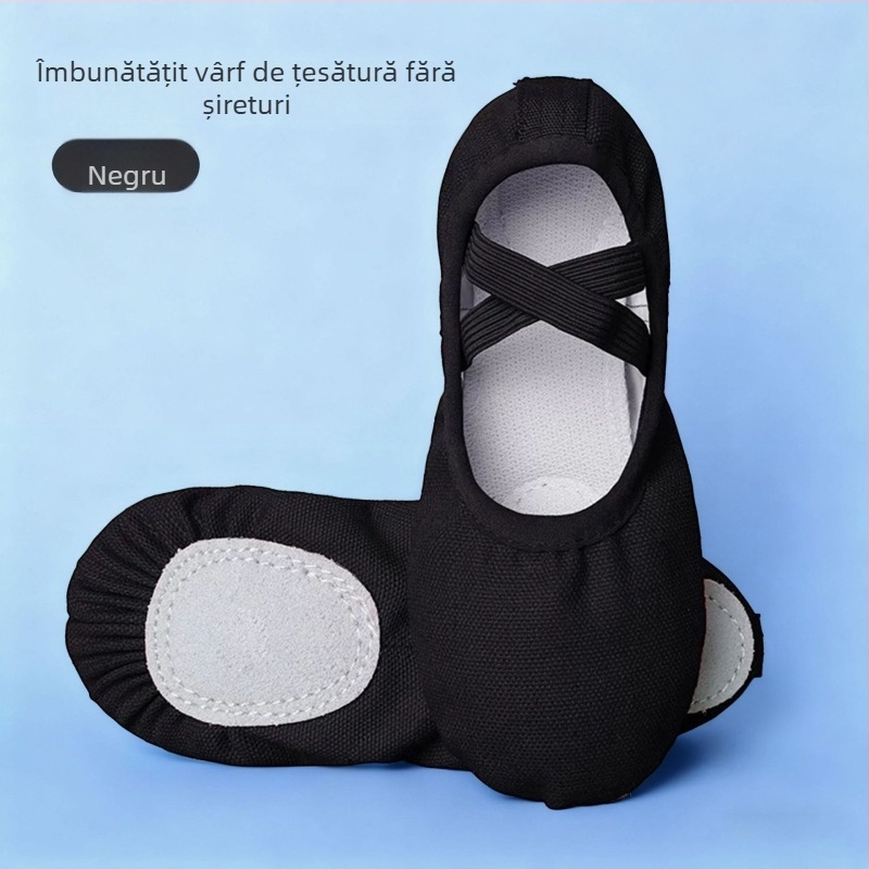 Art Dance Flower Pantofi de balet moi pentru copii - partea superioară din pânză, design în formă de labă de pisică, pentru dans de practică