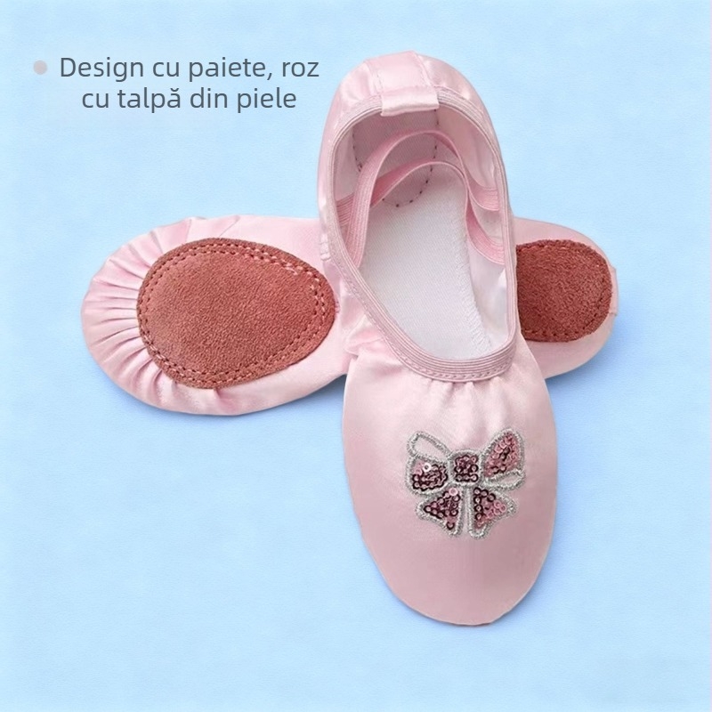 Art Dance Flower Pantofi de balet moi pentru copii - partea superioară din pânză, design în formă de labă de pisică, pentru dans de practică