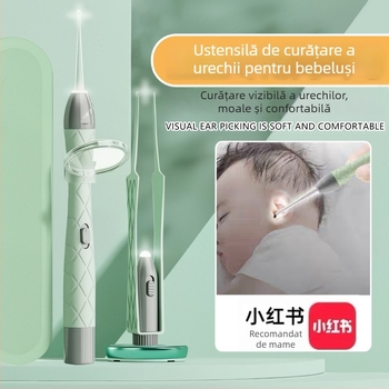 Set linguri de urechi luminoase, reîncărcabil, sursă dublă de lumină, inspecție vizuală a canalului urechii, PVC